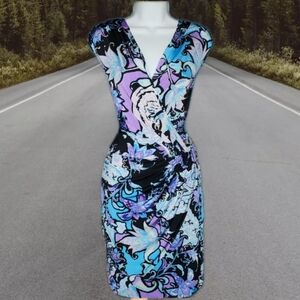 Cache Vneck Floral Midi Dress